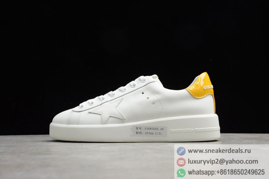 Golden Goose Purestar White+Yellow Low Sneaker G36WS603-A9 Women Shoes